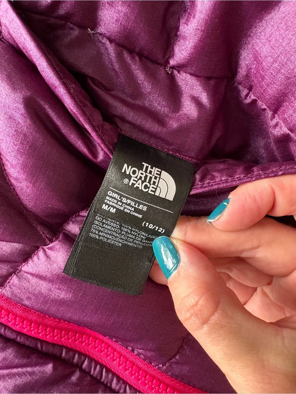 The North Face Girls' 10/12 reversible Puffer vest 550 down